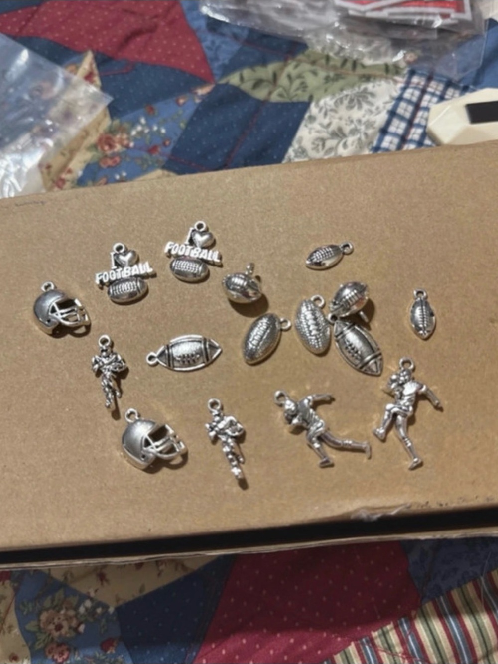 Silver Football Charm Set - Women Jewelry